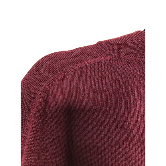 Turnbury Mens XL Extra Fine Merino Wool 1/4 Zip Pullover Sweater Burgundy - Picture 10 of 13